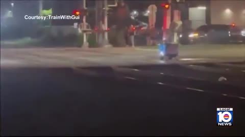 Delivery robot hit by Brightline train after getting stuck on tracks