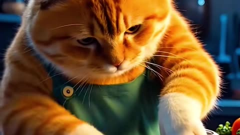 Orange cat Vs. AI robot!