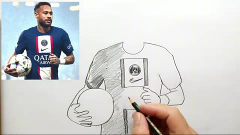 Neymar drowing with pencil