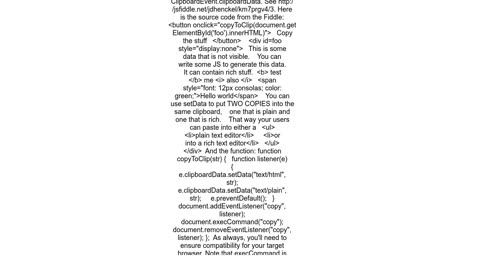 How can I copy rich text contents to the clipboard with JavaScript