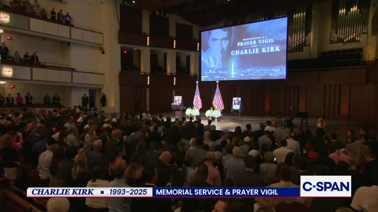 HHS Secretary Robert F. Kennedy, Jr at Charlie Kirk Memorial Service.