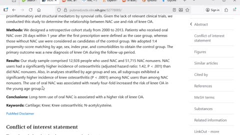Increased Risk of Knee Osteoarthritis in Patients using Oral NAC