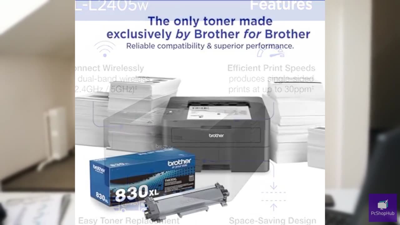 Brother HL-L2405W Wireless Compact Monochrome Laser Printer with Mobile Printing