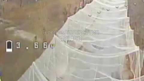 Russian Drones Dropping Thermite Onto Ukrainian Anti-Drone Netting