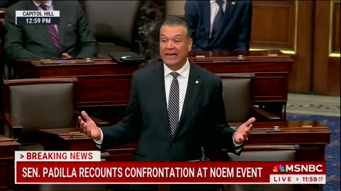 Sen. Padilla Appears To Choke Up On Senate Floor As He Recounts Disrupting Noem's Press Conference