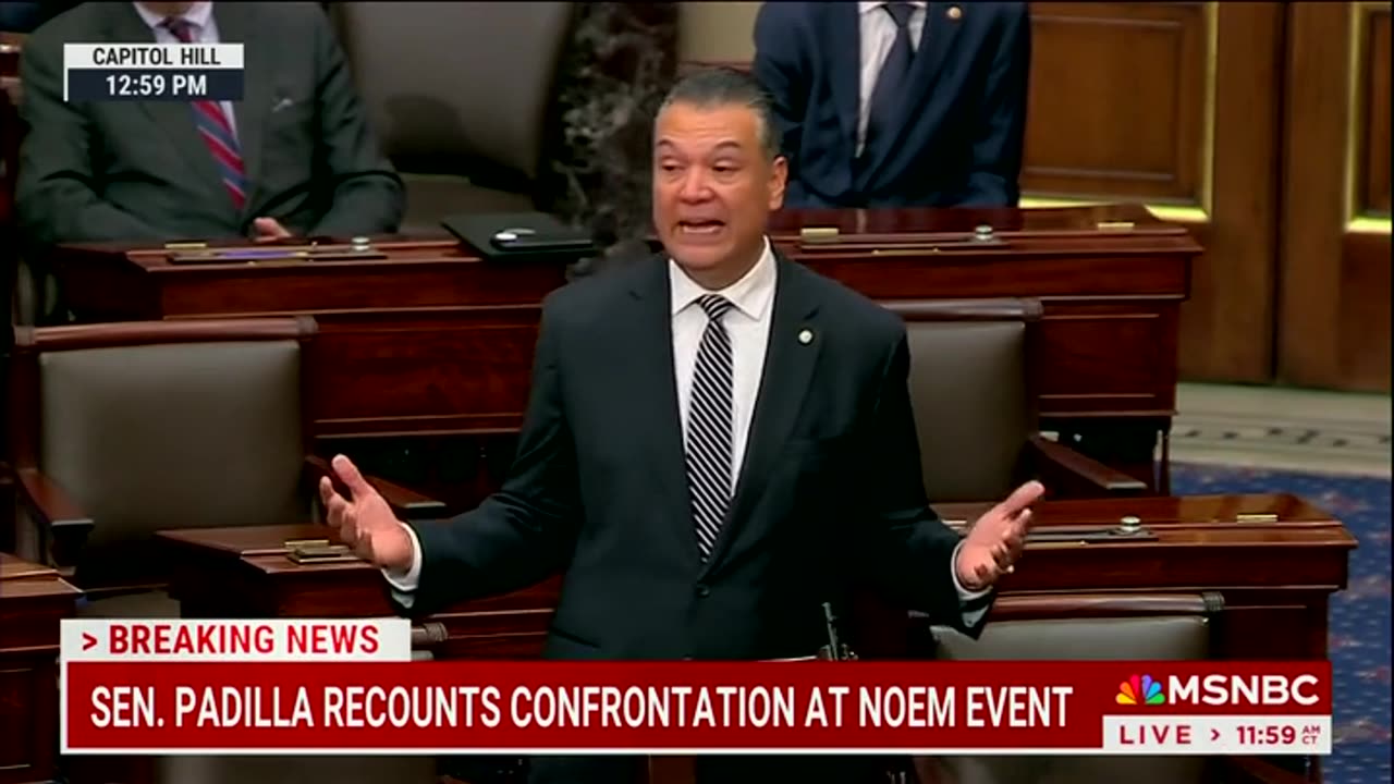 Sen. Padilla Appears To Choke Up On Senate Floor As He Recounts Disrupting Noem's Press Conference