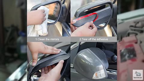 Blilo 2PCS Smoke Visor Guards for Car Side Mirrors - Waterproof Carbon Fiber Aut