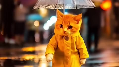 Meow Meow Sad Song in the Rain 🌧️🐱🐱 Twin Kittens in Raincoats