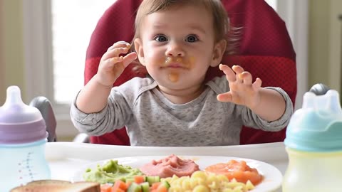 Cute baby eating food