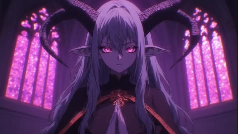 hellborn priestess dark purple skin in a shadowy chapel