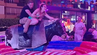 Mechanical bull riding highlights tonight in Benidorm Spain