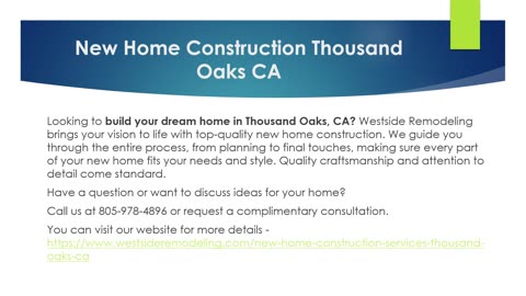 New Home Construction Thousand Oaks CA