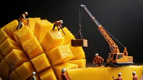 Mini Workers Cutting Fruits 🍍 | Satisfying Fruit ASMR Animation #aivideo #viralreels #aivideoart