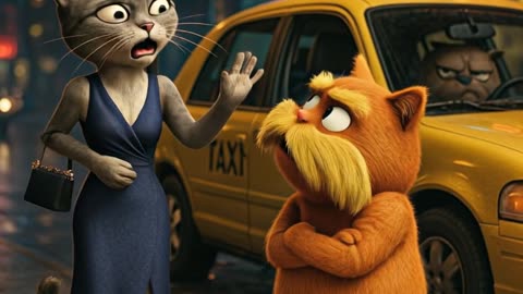 Cat Drama at the Taxi Stand 😹🚕 | Elegant Cat vs. The Lorax
