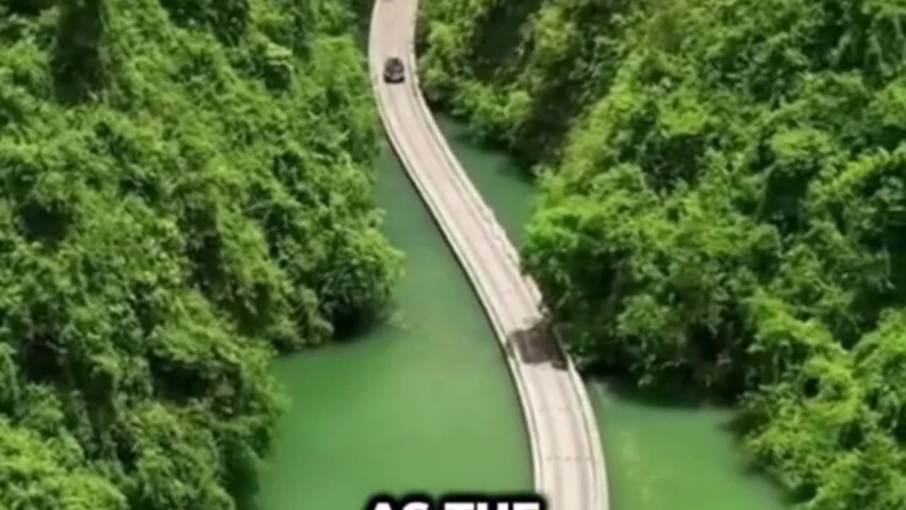 ✨ Floating on Water: The Amazing Aerial View of This Bridge! 🚗🌊