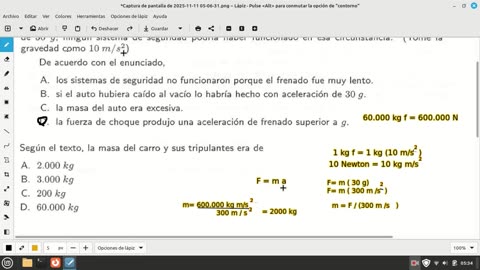 preguntas de Física, examen de admisión