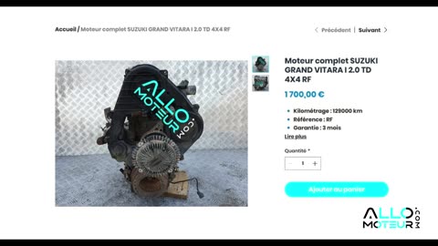 ALLOMOTEUR.COM - Moteur complet SUZUKI GRAND VITARA I 2.0 TD 4X4 RF
