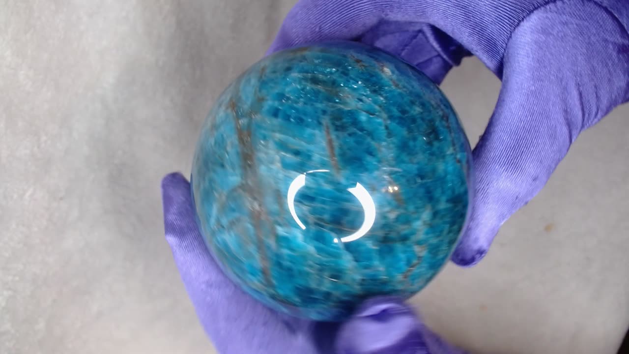 Stunning Blue Apatite Sphere - 88mm Large Natural Stone for Meditation and Home Décor