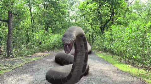 A Big Python attack a girl