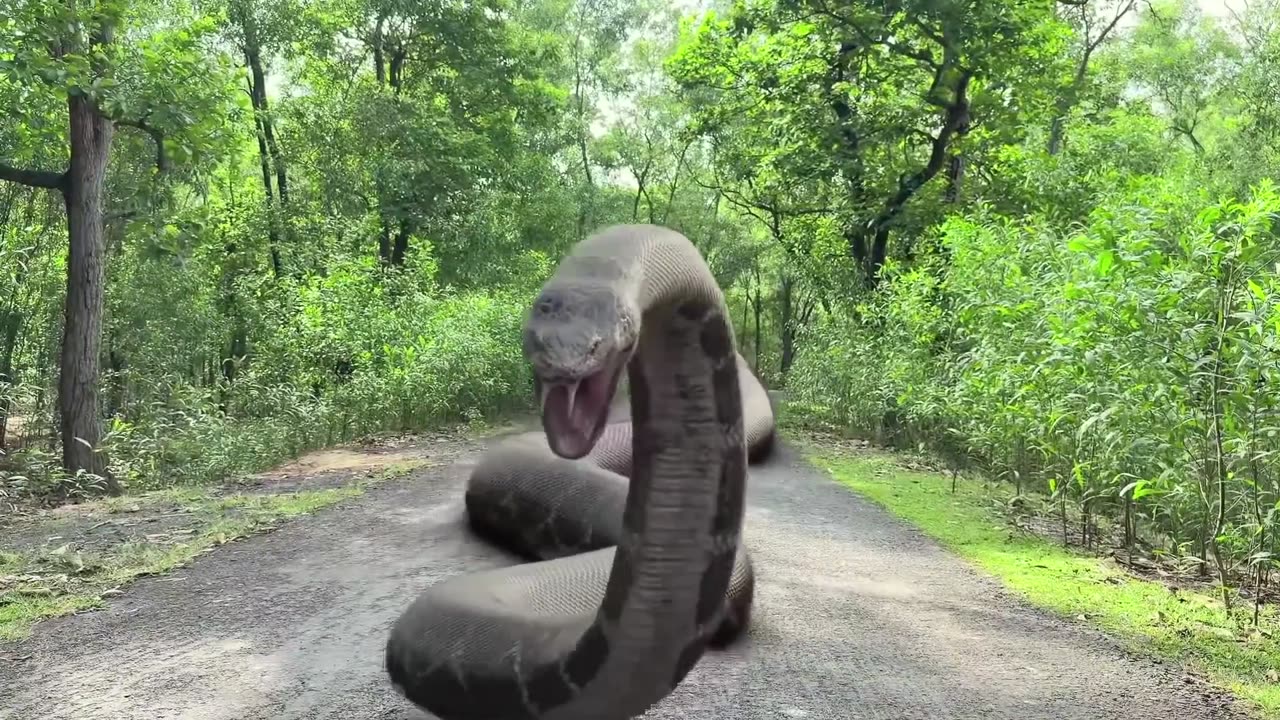 A Big Python attack a girl