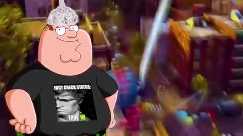 Family Guy explaining Hollywood Celebrities over a SpiderMan