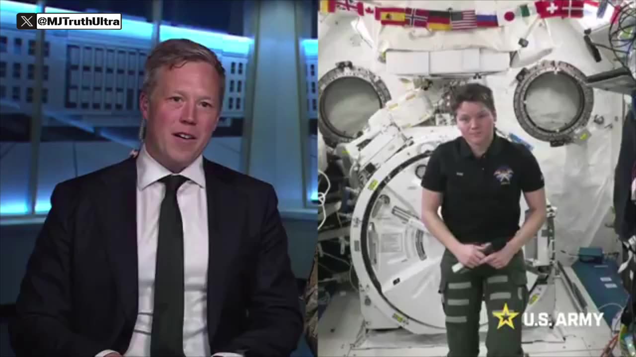 US army Astronaut on the International Space Station