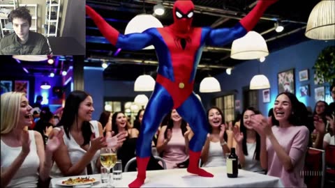 Spider-Man Dancing On The Table At An Italian Restaurant Fake Funny Parody Video