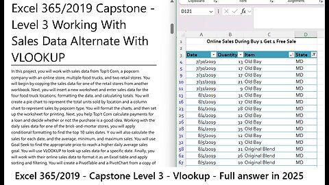 Excel 365/2019 Capstone Level 3 Working With Sales Data Alternate With VLOOKUP