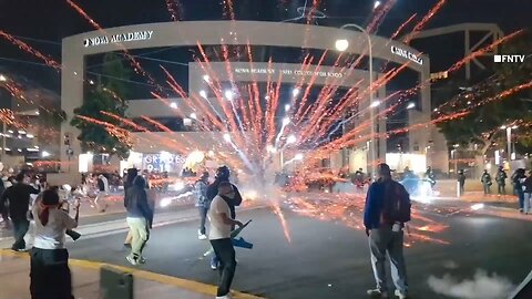 Fireworks Thrown at police, Tear gas in SANTA ANA OC