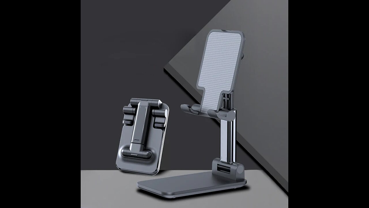 Foldable Portable Phone Holder, with Lifting Design, Adjustable Angle, Reserved Charging Cable Notch