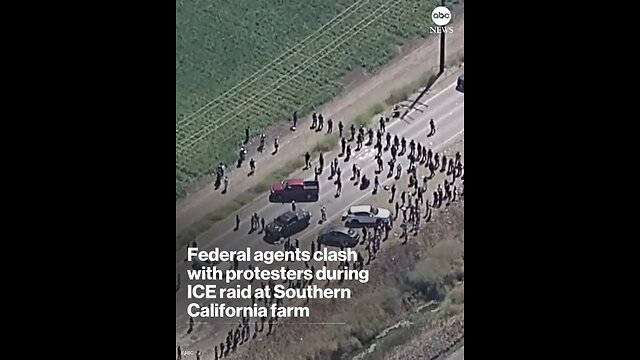 Federal agents clashed with protesters during an immigration raid outside of an agricultural farm in