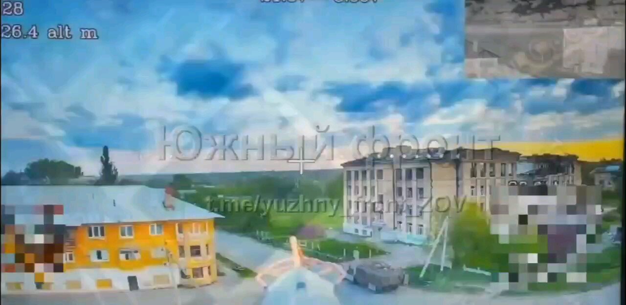 FPV drone on fiber optics arrives at the full of Afu troop compartment of BMC Kirpi armored vehicle