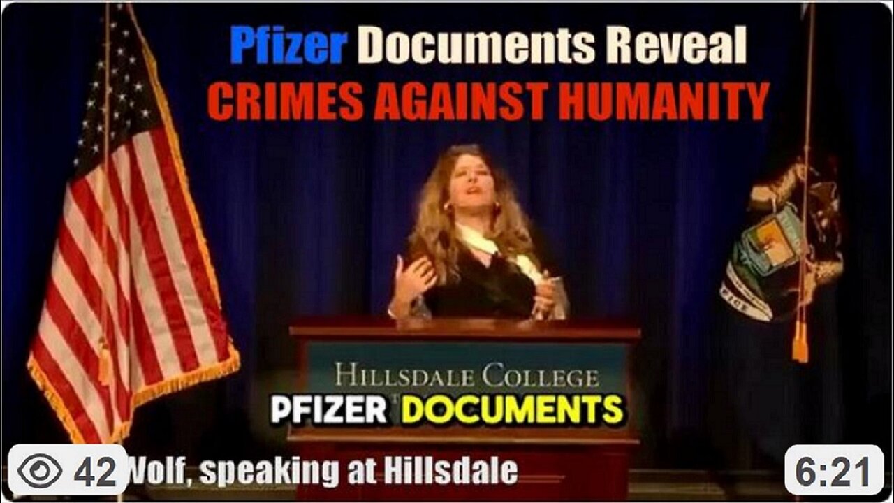Pfizer Documents Reveal CRIMES AGAINST HUMANITY: Naomi Wolf speaking at Hillsdale