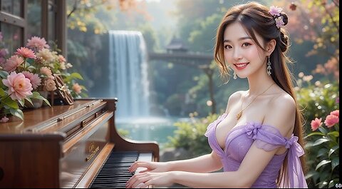 China beautiful Girl playing Piano Music for relaxing Time