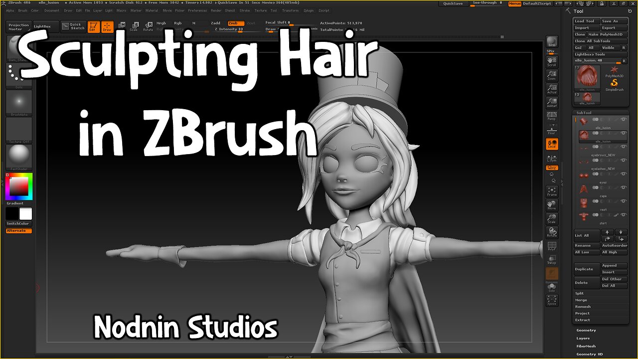 Sculpting Hair in ZBrush - Nodnin Studios