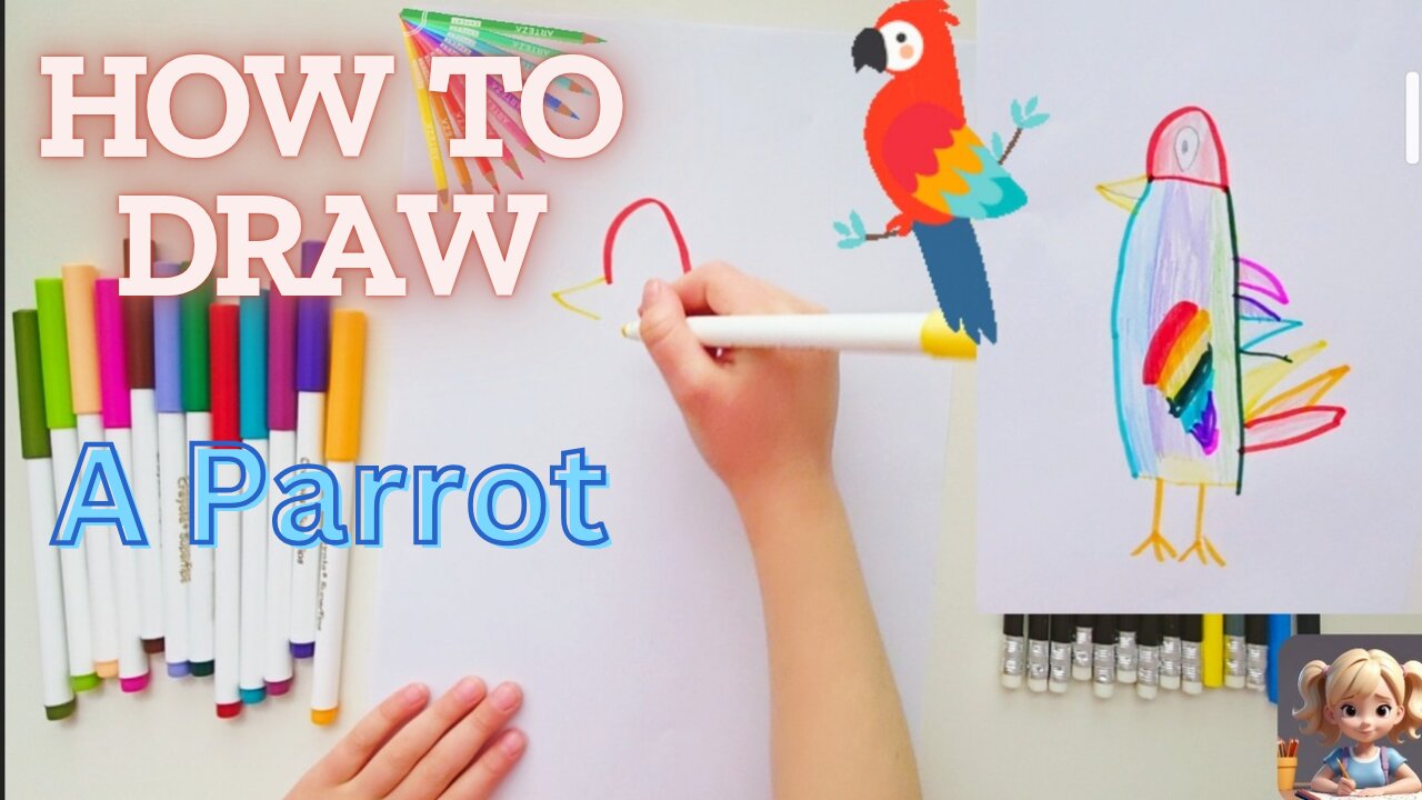 How To Draw a Parrot By Makayla | Learn how to draw for kids | Children's Drawings