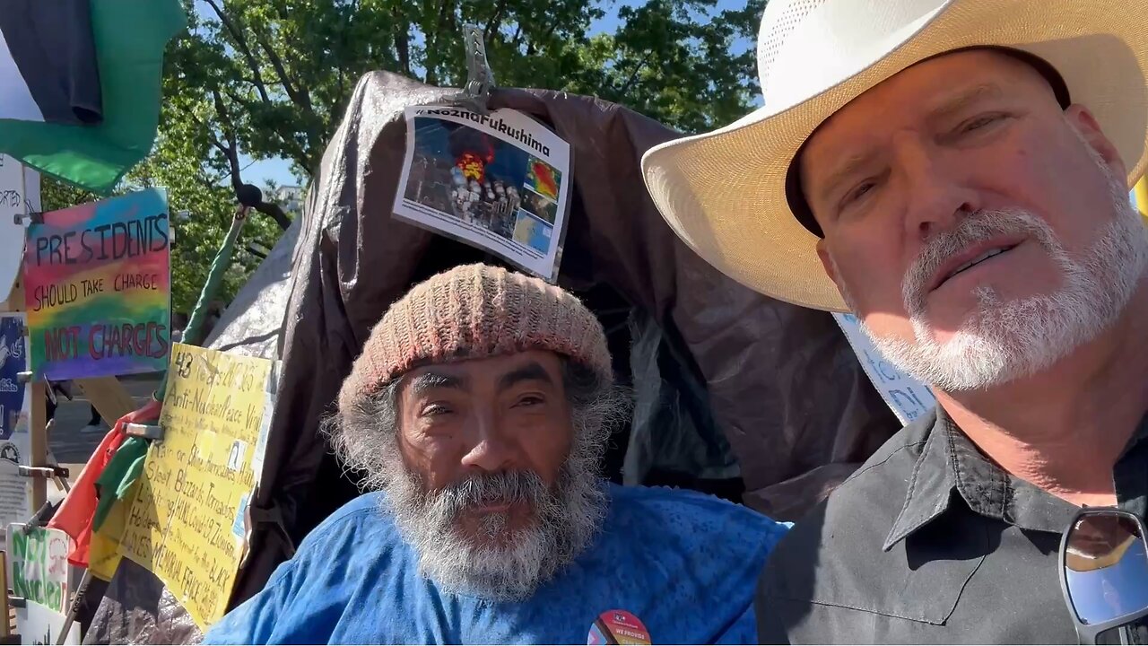 This is Filippos, a long-time protester, in front of the White House.
