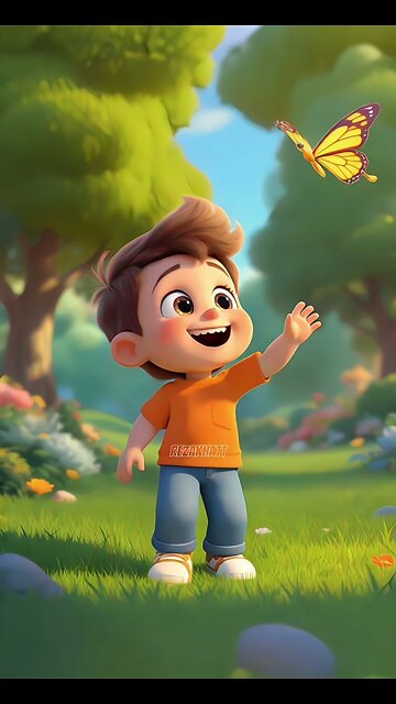 Little Boy Chasing Butterflies