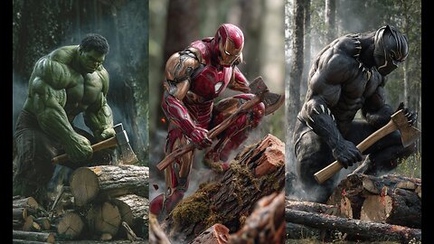 Superheroes chopping wood - #marvel #dc #batman #superman #spiderman #ironman #avengers #hulk #flash