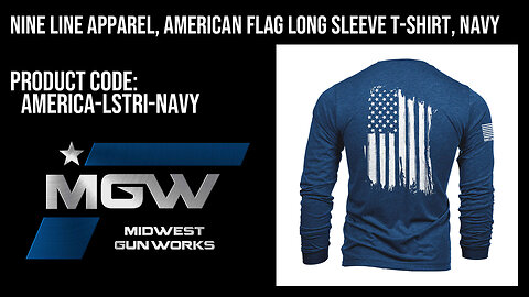 Nine Line Apparel, American Flag Long Sleeve T-Shirt, Navy