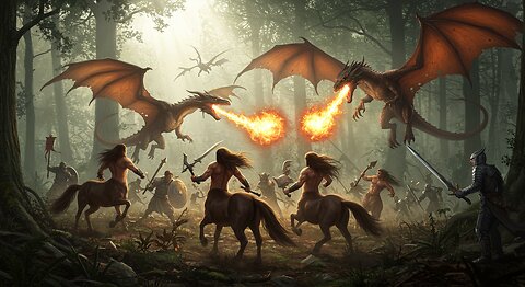 Epic Fantasy Battle: Centaurs vs Dragons in Ancient Forest | Intense YouTube Short