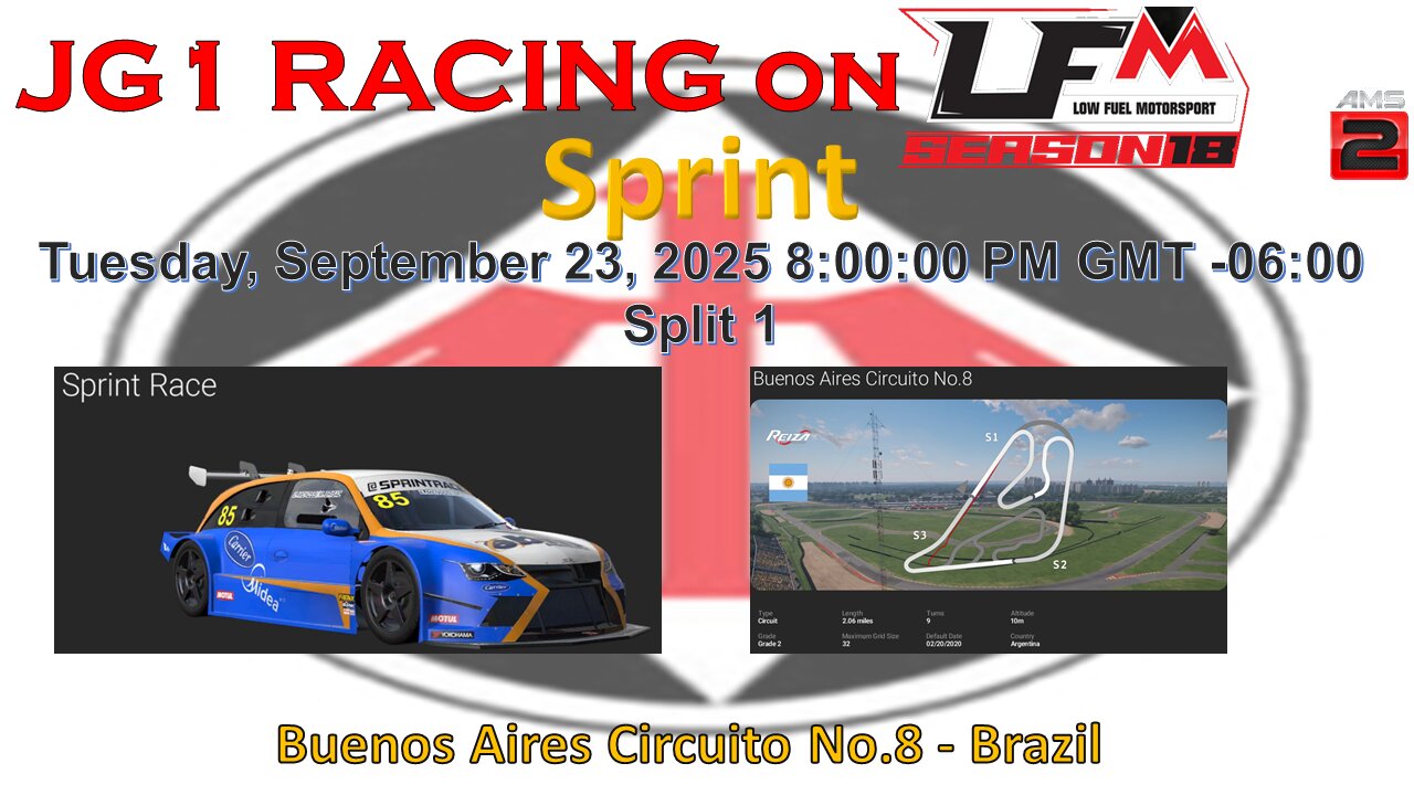 JG1 RACING on LFM - Sprint Race - Buenos Aires Circuito No.8 - Brazil - Split 1