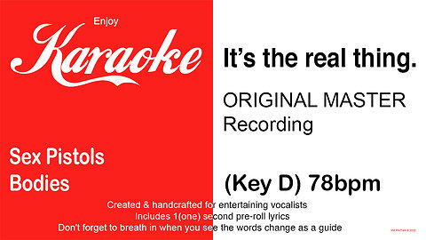 Sex Pistols - Bodies (Key D) 78bpm (2025) Karaoke
