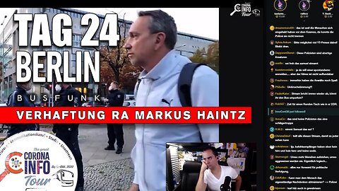 CORONA INFO Tour - Berlin | 2020-10-25 - Tag 24 - Busfunk zur Verhaftung von RA Markus Haintz