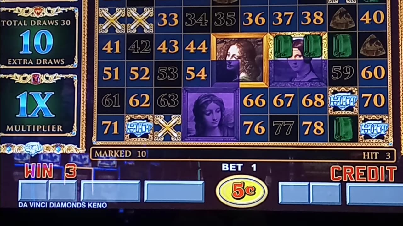 DaVinci Diamonds KENO RARE Triple Painting Retrigger