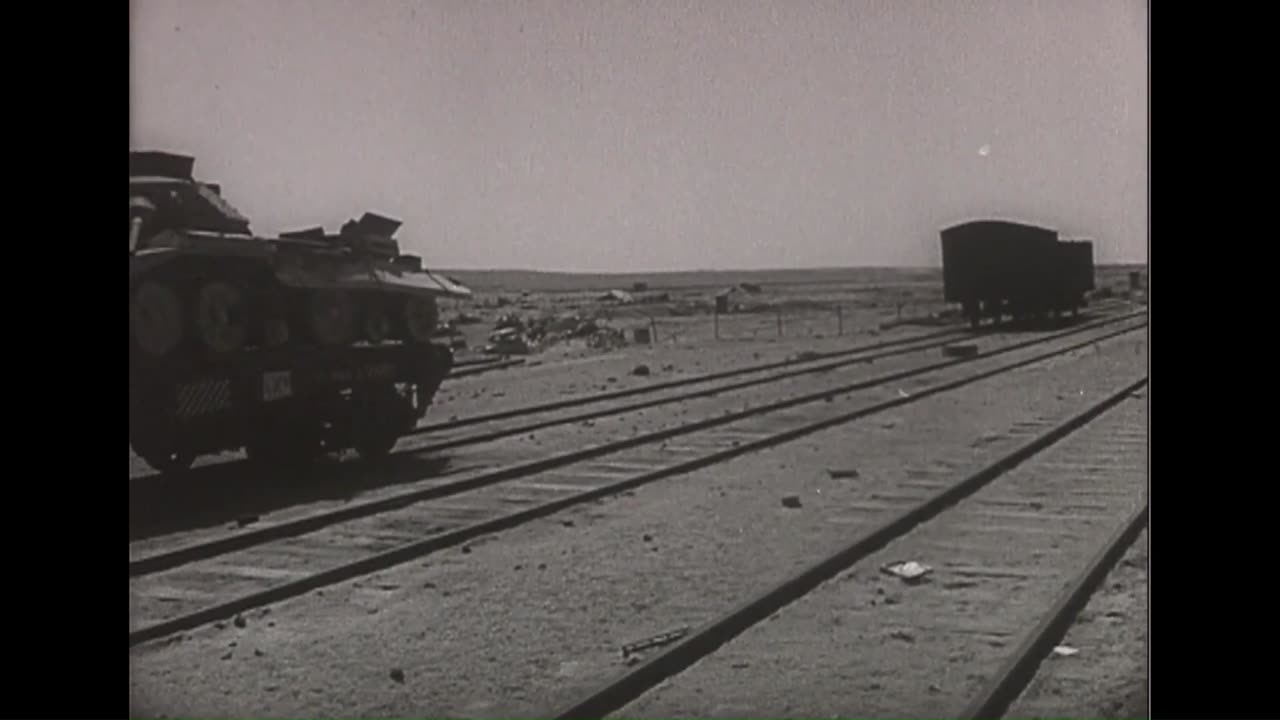 crusader tank wreck on a flatcar in tobruk in 1942
