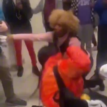 Student and teacher fight in Negro school, USA