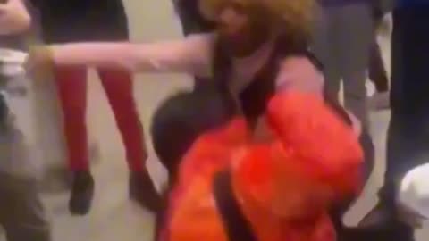 Student and teacher fight in Negro school, USA