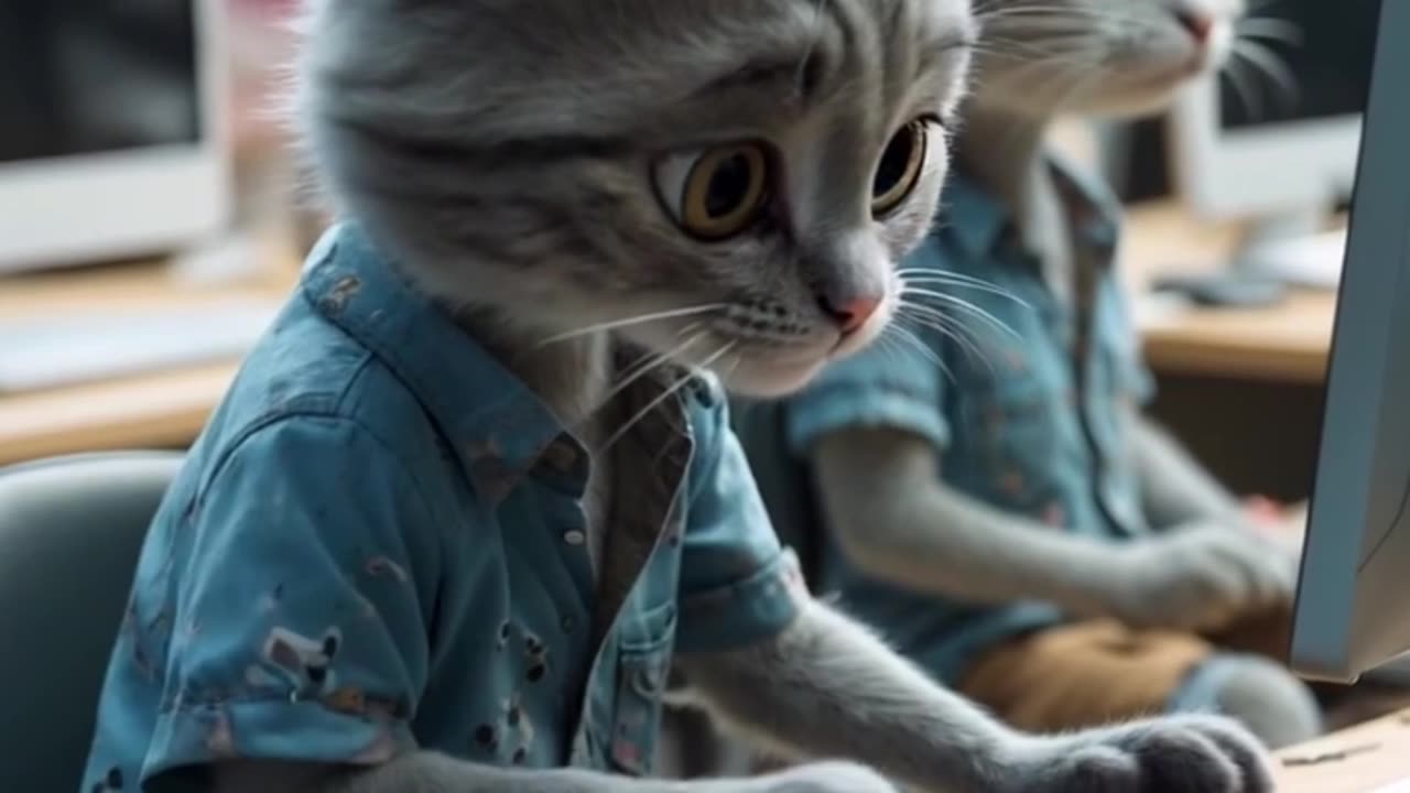 Cat funny typing