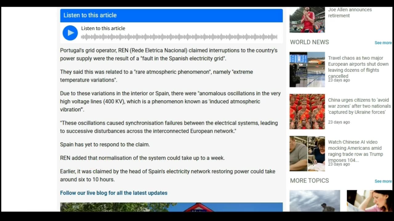Spain's Power Cut 27th April 2025 - TUC